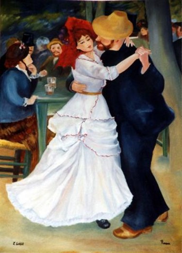 Картина под названием "copie Renoir" - Lydia Guigo, Подлинное произведение искусства, Масло Установлен на Деревянная рама дл…