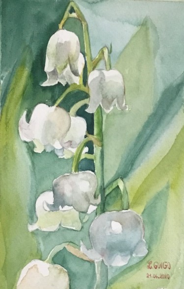 Painting titled "Quelques brins de m…" by Lydia Guigo, Original Artwork, Watercolor