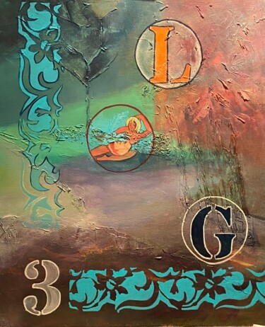 Painting titled "Naissance" by Lydia Guigo, Original Artwork, Acrylic Mounted on Wood Stretcher frame