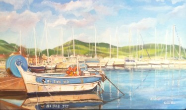 Painting titled "Port de Macinaggio…" by Lydia Guigo, Original Artwork, Oil