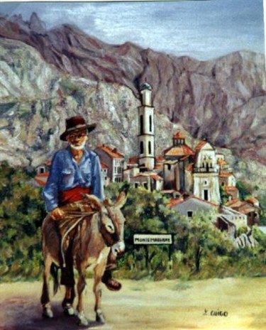 Peinture intitulée "l'âne de Montemaggi…" par Lydia Guigo, Œuvre d'art originale