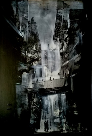 Malerei mit dem Titel "Passage à l'acte" von Guillaume Vincent, Original-Kunstwerk, Acryl Auf Holzplatte montiert