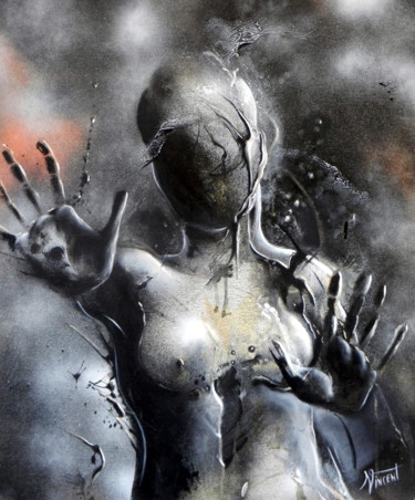 Peinture intitulée "Contact" par Guillaume Vincent, Œuvre d'art originale, Encre Monté sur Châssis en bois