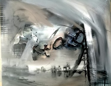 Painting titled "Écriture" by Guillaume Vincent, Original Artwork, Acrylic Mounted on Wood Stretcher frame
