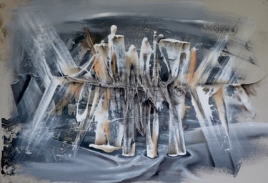 Painting titled "Colonne" by Guillaume Vincent, Original Artwork, Acrylic Mounted on Wood Panel