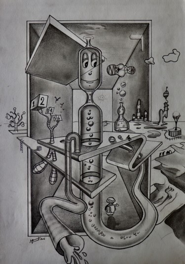 Dessin intitulée "Vaccin +" par Guillaume Vincent, Œuvre d'art originale, Crayon