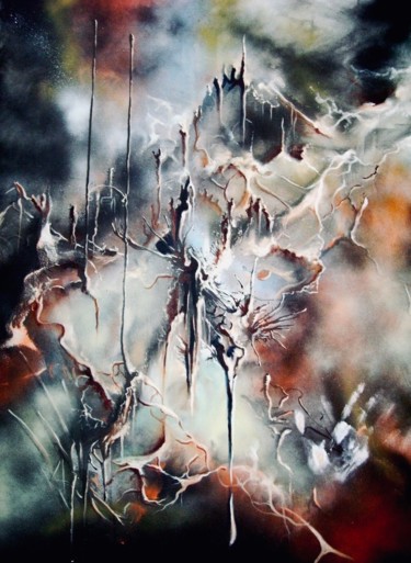 제목이 "Grotte"인 미술작품 Guillaume Vincent로, 원작, 잉크 나무 들것 프레임에 장착됨
