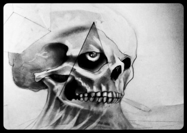 Dessin intitulée "Skull and bones" par Guillaume Vincent, Œuvre d'art originale, Crayon