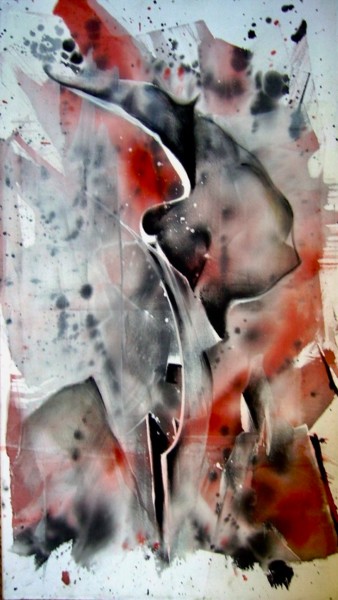 Painting titled "Voile" by Guillaume Vincent, Original Artwork, Ink Mounted on Wood Stretcher frame