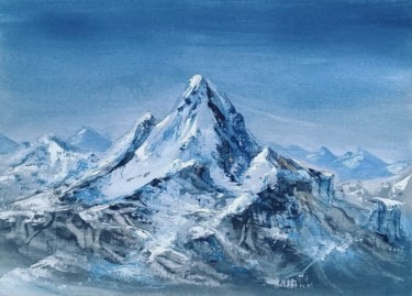 Painting titled "Montain" by Guillaume Vincent, Original Artwork, Oil