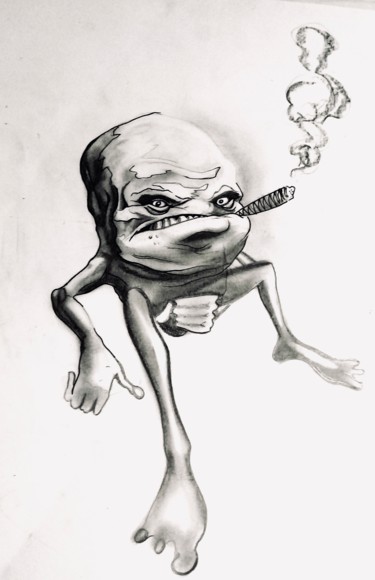 Drawing titled "Frog +" by Guillaume Vincent, Original Artwork, Pencil