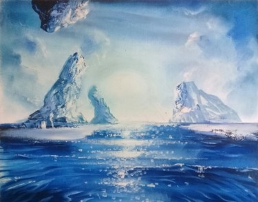 Painting titled "Iceberg Road" by Guillaume Vincent, Original Artwork, Oil