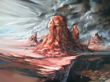 Картина под названием "Hard rock" - Guillaume Vincent, Подлинное произведение искусства, Масло Установлен на Деревянная рама…