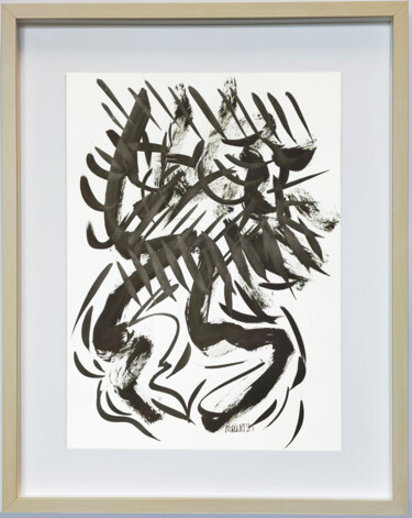 Dibujo titulada "calligraphie et mou…" por Guillaume-André Morinet, Obra de arte original, Tinta