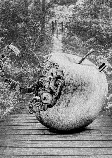 Digitale Kunst getiteld "Eve's Apple" door Guillaume Bellebault, Origineel Kunstwerk, Foto Montage