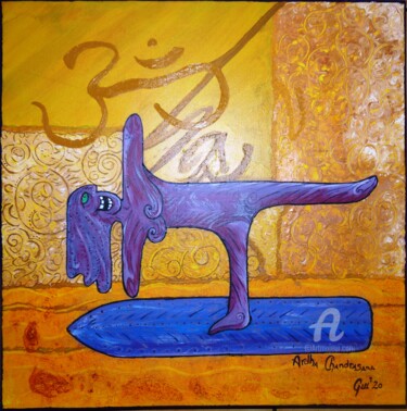 Painting titled "Ardha Chandrasana" by Guillaume Bodin (Gui²), Original Artwork, Acrylic Mounted on Wood Stretcher frame