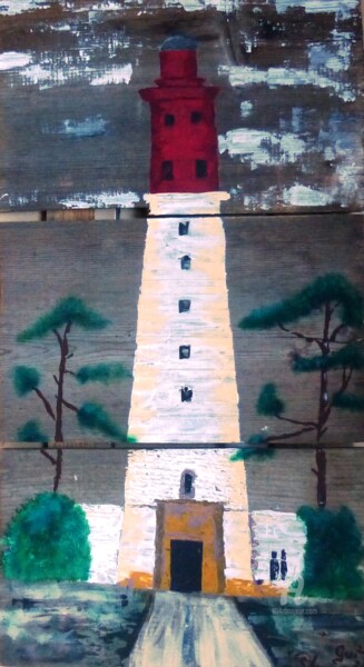 Schilderij getiteld ""Phare"" door Guillaume Bodin (Gui²), Origineel Kunstwerk, Acryl