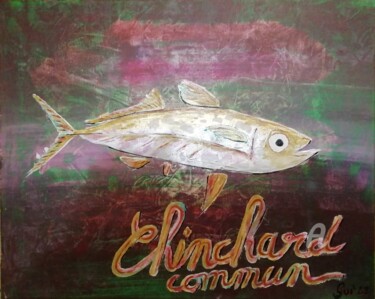 绘画 标题为“"Chinchard commun"…” 由Guillaume Bodin (Gui²), 原创艺术品, 丙烯 安装在木质担架架上
