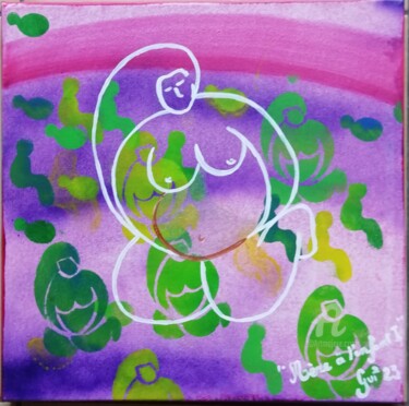Pintura titulada ""Mère à l'enfant I"…" por Guillaume Bodin (Gui²), Obra de arte original, Acrílico Montado en Bastidor de c…