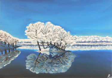 Pintura intitulada "reflet d'hiver" por Guillaume Cabouat, Obras de arte originais