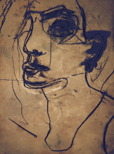 Desenho intitulada "Portrait" por Guillaume Canva (.cG.), Obras de arte originais, Carvão