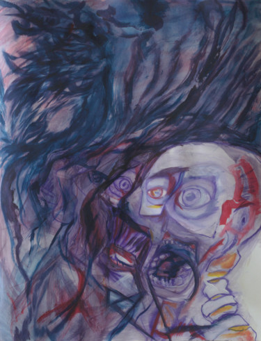 Painting titled "La mascarade" by Guillaume Canva (.cG.), Original Artwork, Acrylic