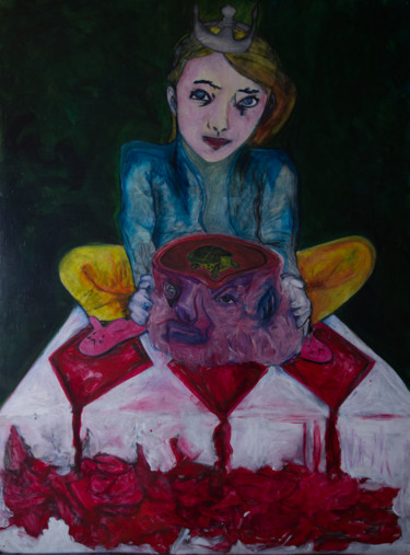 Painting titled "Alice - jeune" by Guillaume Canva (.cG.), Original Artwork, Acrylic Mounted on Wood Stretcher frame