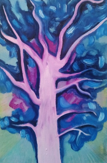 Painting titled "Arbre" by Guillaume Canva (.cG.), Original Artwork, Oil