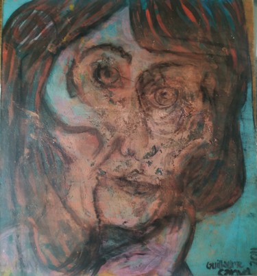 Painting titled "Portrait d'argile" by Guillaume Canva (.cG.), Original Artwork, Acrylic