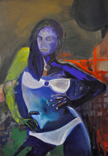Painting titled "Bikini Girl" by Guillaume Canva (.cG.), Original Artwork, Oil