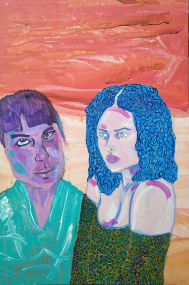 Painting titled "Léa & Eva" by Guillaume Canva (.cG.), Original Artwork, Acrylic