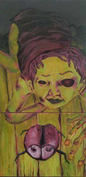 Картина под названием "La jeune fille à la…" - Guillaume Canva (.cG.), Подлинное произведение искусства, Акрил Установлен на…