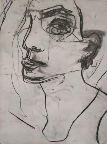 Drawing titled "Valentine, esquisse" by Guillaume Canva (.cG.), Original Artwork, Charcoal