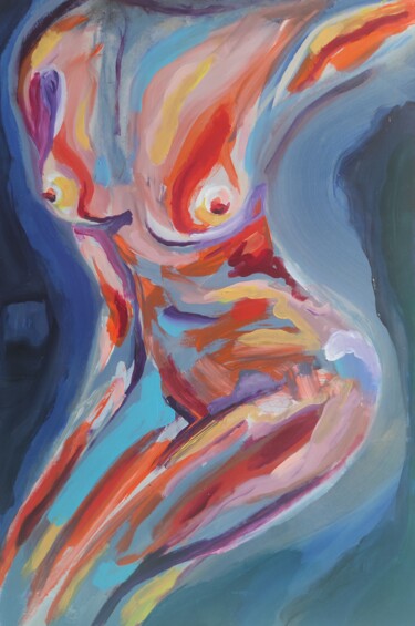 Painting titled "Nu féminin + Jeune…" by Guillaume Canva (.cG.), Original Artwork, Acrylic