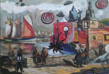 Peinture intitulée "Invasion Extra Temp…" par Guillaume Canva (.cG.), Œuvre d'art originale, Huile Monté sur Châssis en bois