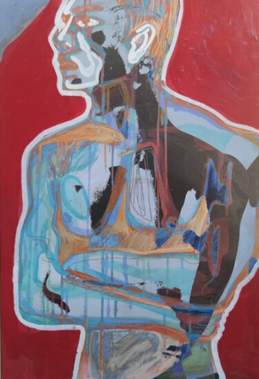 Painting titled "A Man" by Guillaume Canva (.cG.), Original Artwork, Acrylic Mounted on Aluminium