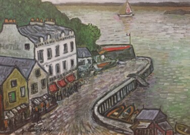 Painting titled "Cale à Dinard" by Guillaume Chapuy, Original Artwork, Oil