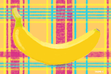 Digitale Kunst mit dem Titel "Banane" von Guillaume Chocu (YAUME-C), Original-Kunstwerk, Digitale Malerei Auf Aluminium mont…