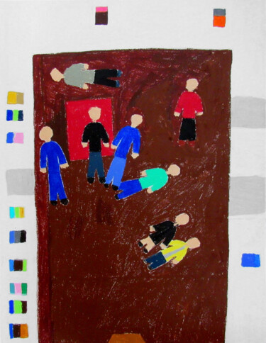 Dibujo titulada "Vernissage" por Guillaume Chocu (YAUME-C), Obra de arte original, Pastel Montado en Panel de madera