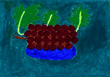 Drawing titled "Vendanges" by Guillaume Chocu (YAUME-C), Original Artwork, Pastel Mounted on Wood Panel