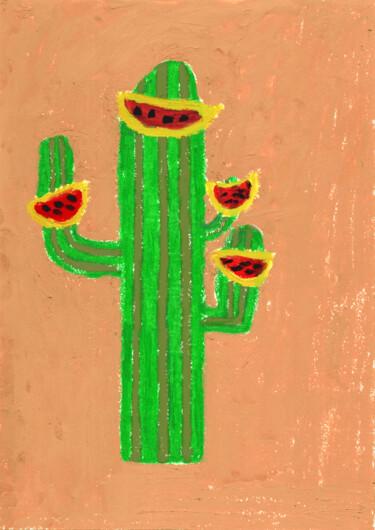 图画 标题为“Cactus” 由Guillaume Chocu (YAUME-C), 原创艺术品, 粉彩 安装在木板上