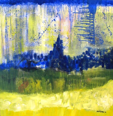 Malerei mit dem Titel "Ville lumière" von Guillaume Defins, Original-Kunstwerk, Acryl