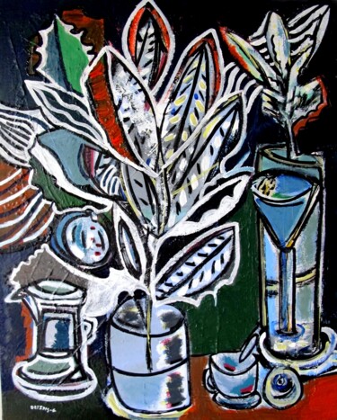 Malerei mit dem Titel "bouquet de feuilles" von Guillaume Defins, Original-Kunstwerk, Acryl