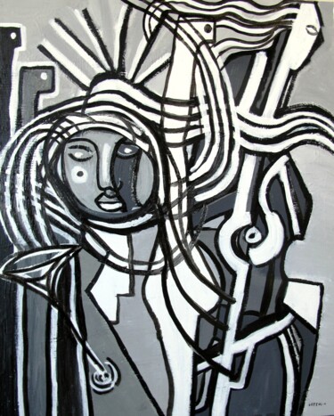 Картина под названием "Rêve de femmes afri…" - Guillaume Defins, Подлинное произведение искусства, Акрил