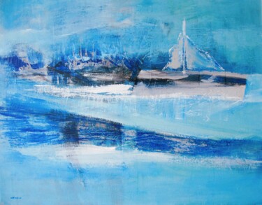 Peinture intitulée "Le voyage bleu en b…" par Guillaume Defins, Œuvre d'art originale, Acrylique Monté sur Châssis en bois