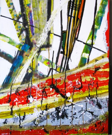Картина под названием "Construction artist…" - Guillaume Defins, Подлинное произведение искусства, Акрил Установлен на Дерев…