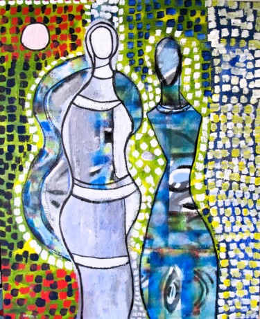 "Deux femmes" başlıklı Tablo Guillaume Defins tarafından, Orijinal sanat, Akrilik Ahşap Sedye çerçevesi üzerine monte edilmiş