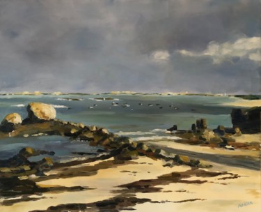 Painting titled "Nord Bretagne" by Guillaume Rodier, Original Artwork, Oil Mounted on Wood Stretcher frame