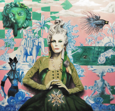 Картина под названием "Pinky Antoinette" - Guillaume Fréchon, Подлинное произведение искусства, Масло Установлен на Деревянн…
