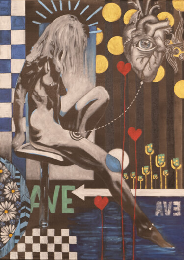 Schilderij getiteld "AVE EVA" door Guillaume Fréchon, Origineel Kunstwerk, Olie Gemonteerd op Frame voor houten brancard